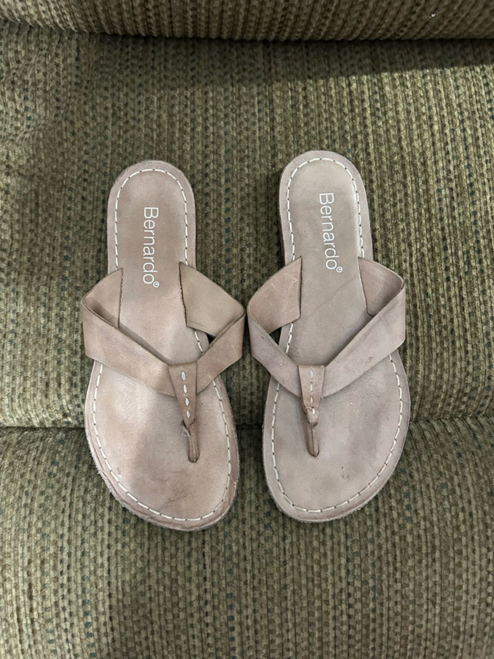 Bernardo Taupe Suede Thong Sandals for Women 10